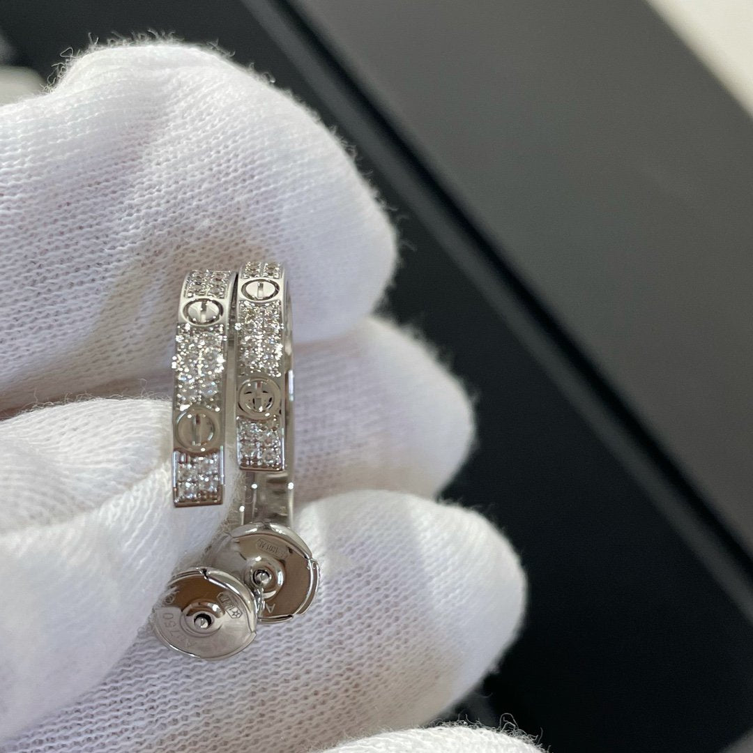 [Royal&Vicky]LOVE DIAMOND SILVER HOOP EARRINGS