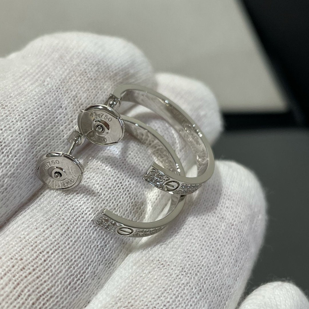 [Royal&Vicky]LOVE DIAMOND SILVER HOOP EARRINGS