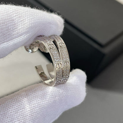 [Royal&Vicky]LOVE DIAMOND SILVER HOOP EARRINGS