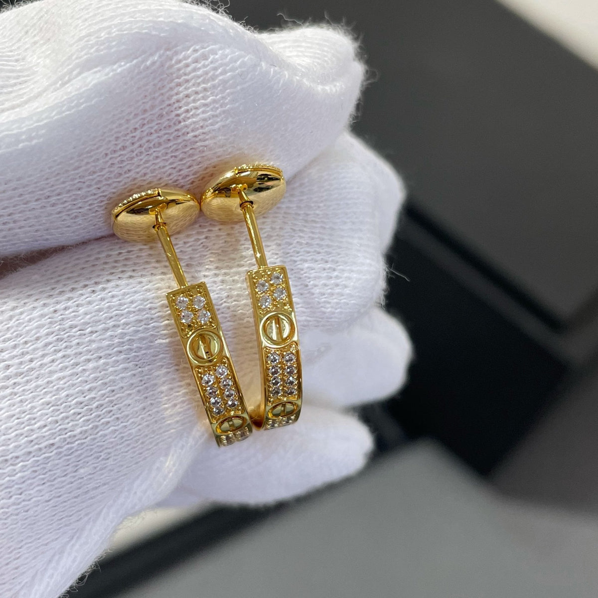 [Royal&Vicky]LOVE DIAMOND GOLD HOOP EARRINGS