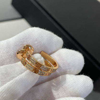 [Royal&Vicky]LOVE DIAMOND PINK GOLD HOOP EARRINGS