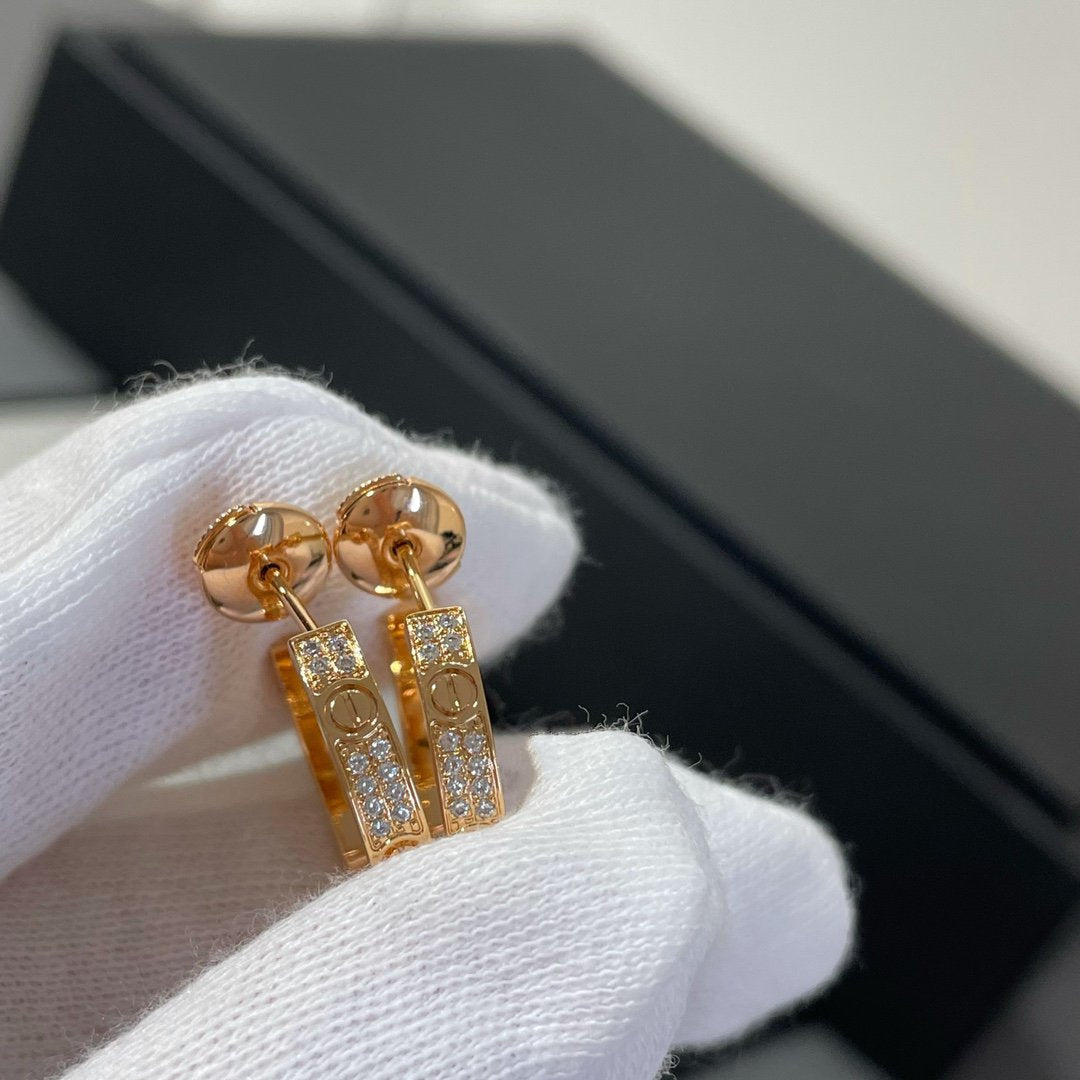 [Royal&Vicky]LOVE DIAMOND PINK GOLD HOOP EARRINGS