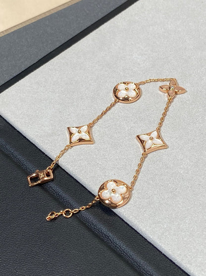 [Royal&Vicky]STAR AND SUN 5 MOTIF MOP PINK GOLD BRACELET
