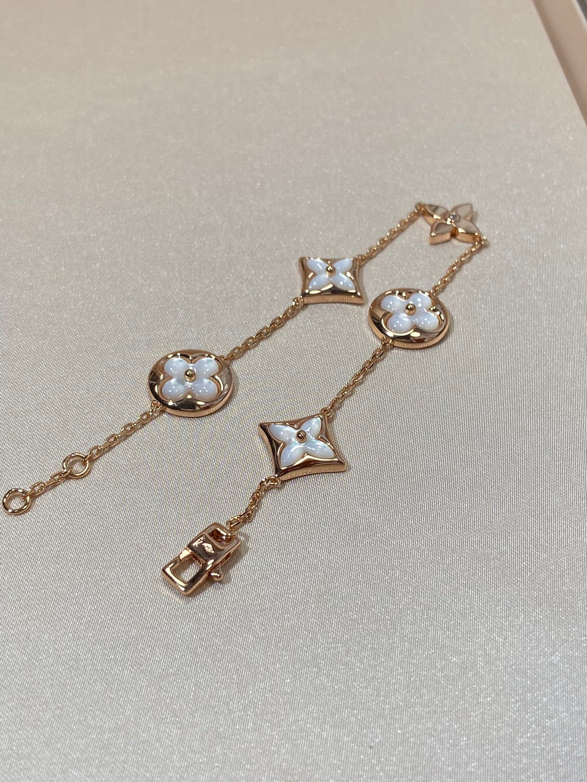 [Royal&Vicky]STAR AND SUN 5 MOTIF MOP PINK GOLD BRACELET