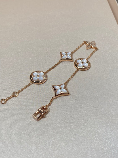 [Royal&Vicky]STAR AND SUN 5 MOTIF MOP PINK GOLD BRACELET