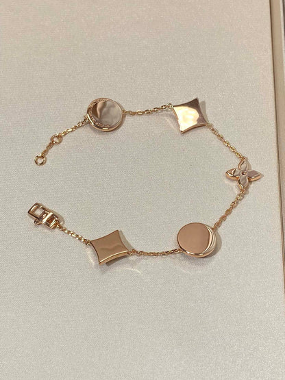 [Royal&Vicky]STAR AND SUN 5 MOTIF MOP PINK GOLD BRACELET