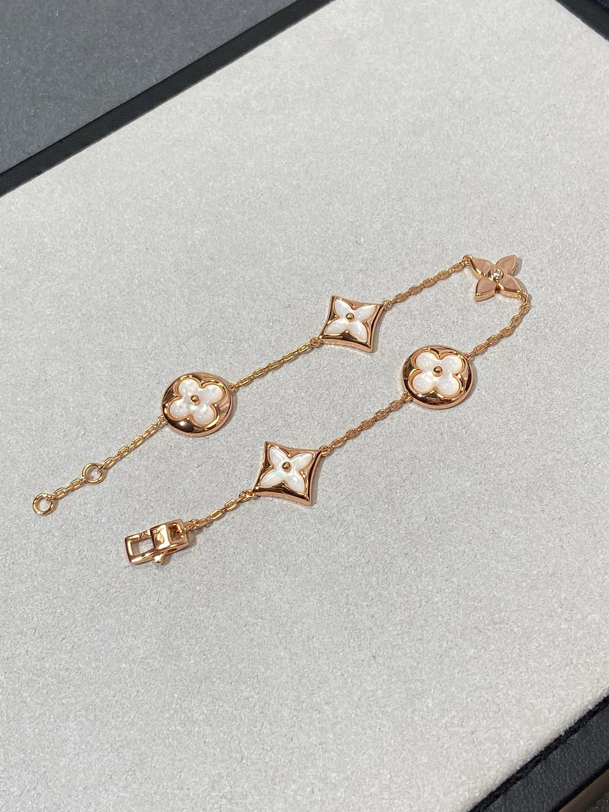 [Royal&Vicky]STAR AND SUN 5 MOTIF MOP PINK GOLD BRACELET