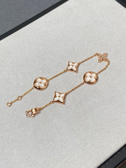 [Royal&Vicky]STAR AND SUN 5 MOTIF MOP PINK GOLD BRACELET