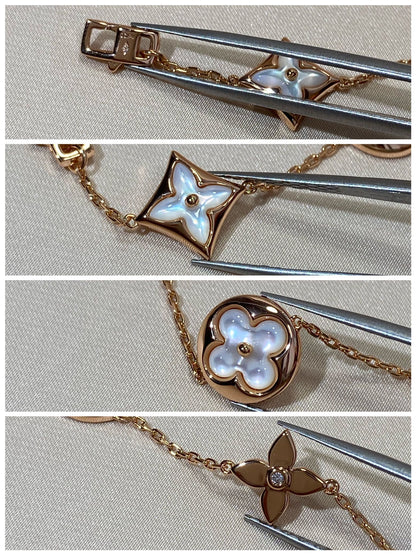 [Royal&Vicky]STAR AND SUN 5 MOTIF MOP PINK GOLD BRACELET