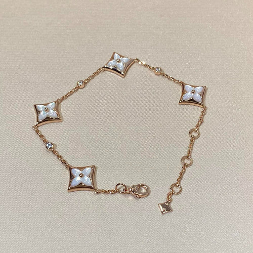[Royal&Vicky]STAR 4 MOTIF MOP DIAMOND PINK GOLD BRACELET