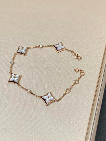 [Royal&Vicky]STAR 4 MOTIF MOP DIAMOND PINK GOLD BRACELET
