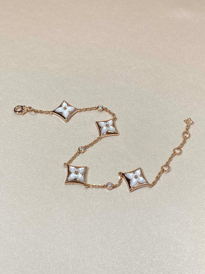 [Royal&Vicky]STAR 4 MOTIF MOP DIAMOND PINK GOLD BRACELET