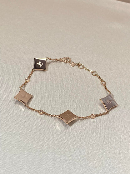 [Royal&Vicky]STAR 4 MOTIF MOP DIAMOND PINK GOLD BRACELET