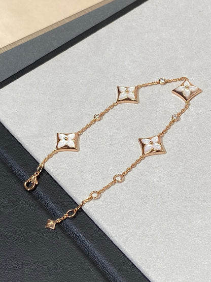 [Royal&Vicky]STAR 4 MOTIF MOP DIAMOND PINK GOLD BRACELET
