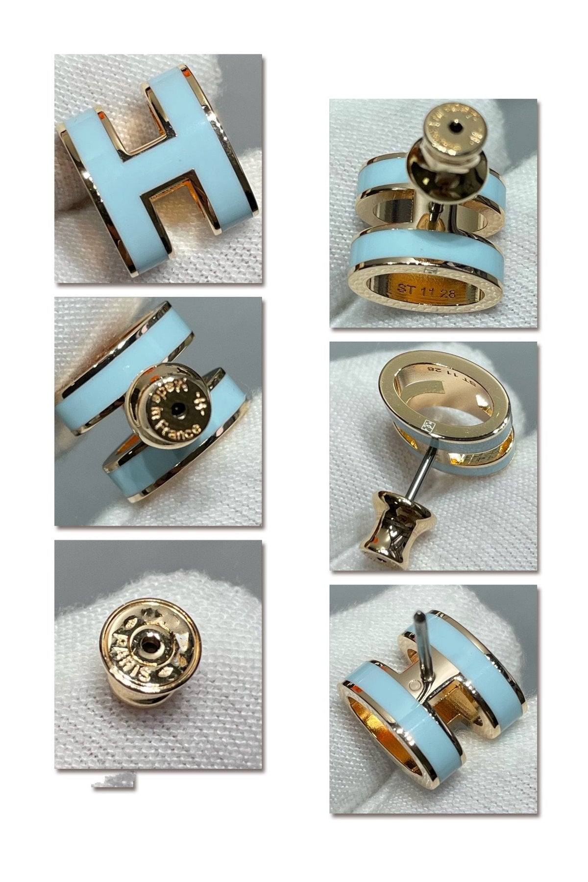 [Royal&Vicky]POP H SKY BLUE STUD EARRINGS