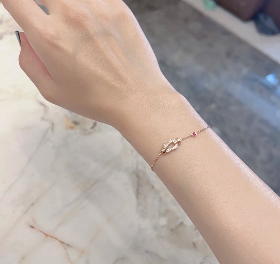 [Royal&Vicky]FORCE 10 DIAMOND CHAIN LINK PINK GOLD BRACELET