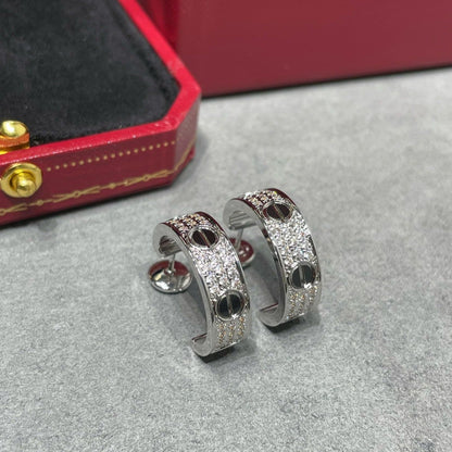 [Royal&Vicky]LOVE CERAMIC DIAMOND PAVED SILVER EARRINGS