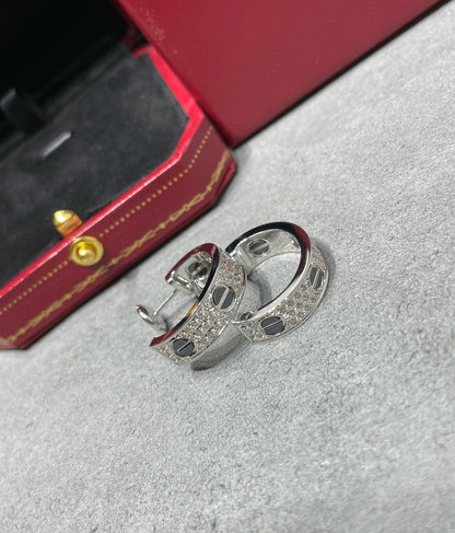 [Royal&Vicky]LOVE CERAMIC DIAMOND PAVED SILVER EARRINGS