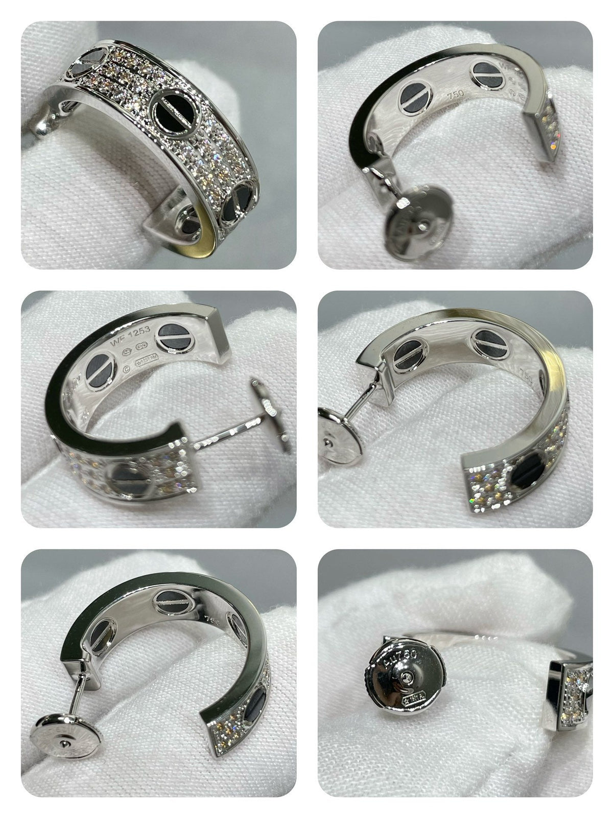 [Royal&Vicky]LOVE CERAMIC DIAMOND PAVED SILVER EARRINGS