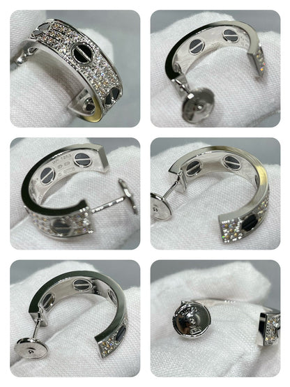 [Royal&Vicky]LOVE CERAMIC DIAMOND PAVED SILVER EARRINGS