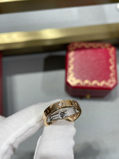 [Royal&Vicky]LOVE PINK GOLD SILVER DIAMOND DOUBLE RING