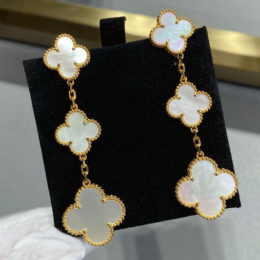 [Royal&Vicky]CLOVER MOP 3 MOTIFS GOLD EARRINGS