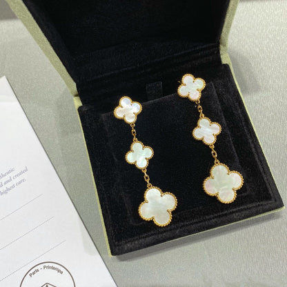 [Royal&Vicky]CLOVER MOP 3 MOTIFS GOLD EARRINGS