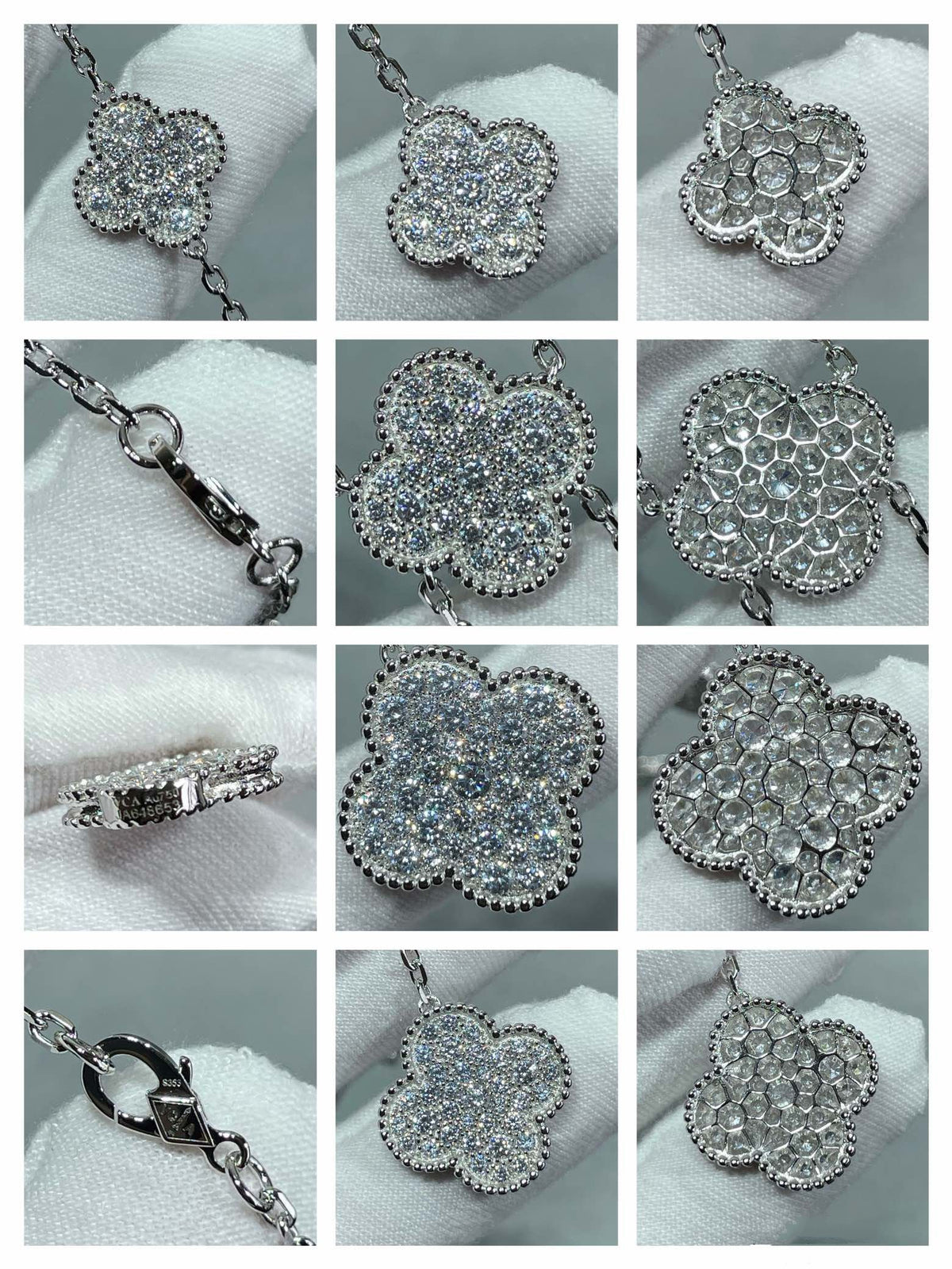 [Royal&Vicky]CLOVER 6 MOTIF DIAMOND PAVED NECKLACE