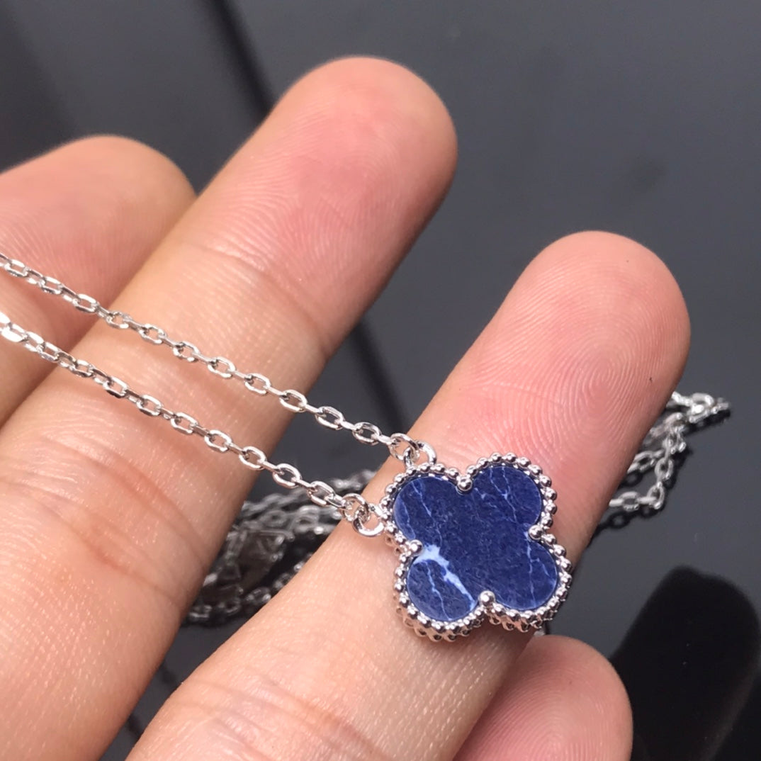 [Royal&Vicky]CLOVER PIETERSITE SILVER LONG NECKLACE