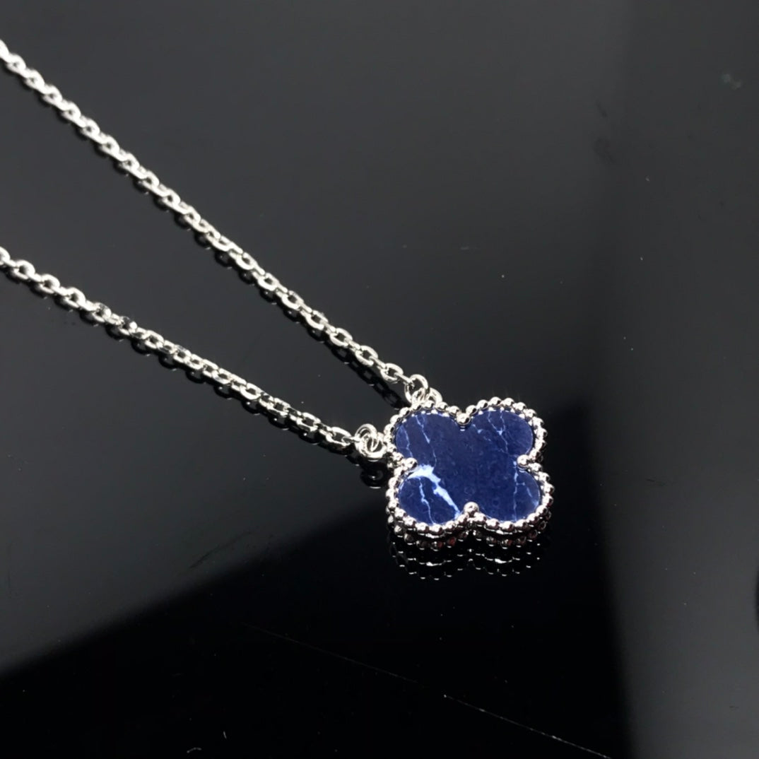 [Royal&Vicky]CLOVER PIETERSITE SILVER LONG NECKLACE