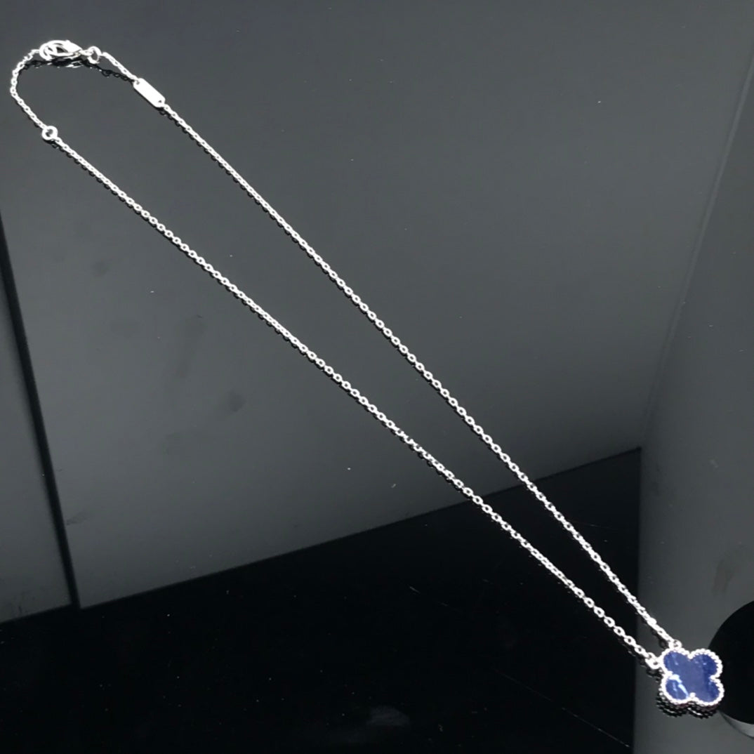 [Royal&Vicky]CLOVER PIETERSITE SILVER LONG NECKLACE