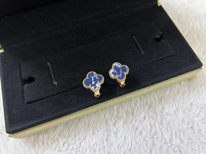 [Royal&Vicky]CLOVER PIETERSITE MEDIUM STUD EARRINGS