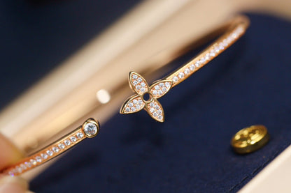 [Royal&Vicky]IDYLLE PINK GOLD OPEN BRACELET DIAMOND PAVED