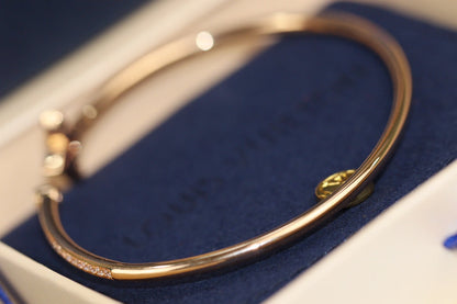 [Royal&Vicky]IDYLLE PINK GOLD OPEN BRACELET DIAMOND PAVED