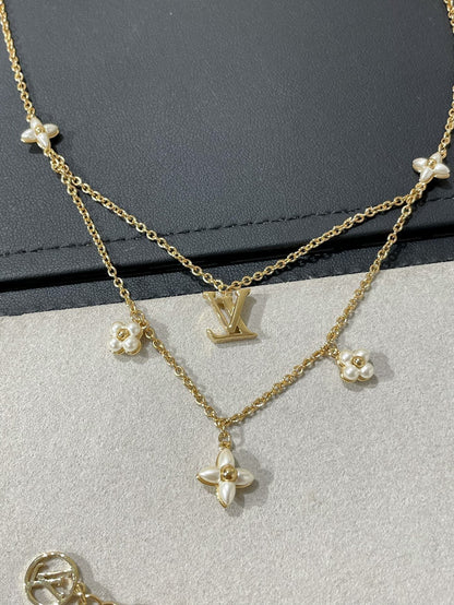 [Royal&Vicky]FLOWERGRAM GOLD MOP DOUBLE ROW NECKLACE
