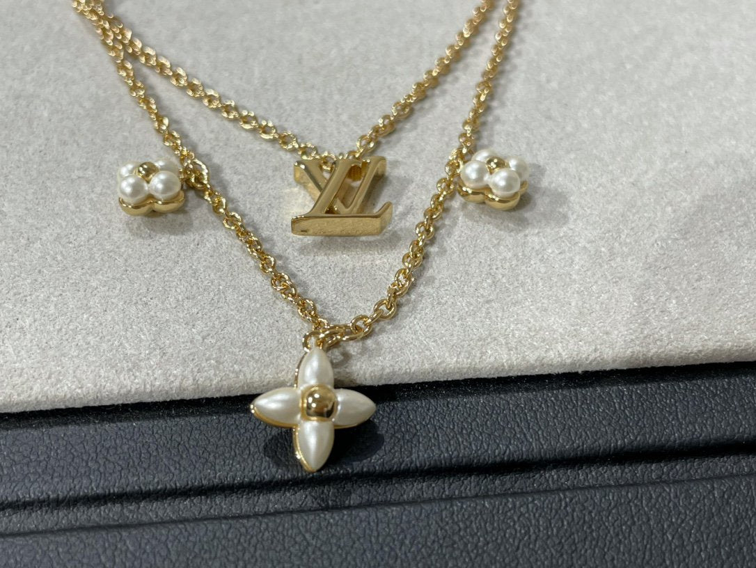 [Royal&Vicky]FLOWERGRAM GOLD MOP DOUBLE ROW NECKLACE