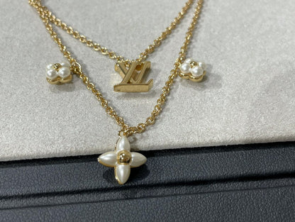 [Royal&Vicky]FLOWERGRAM GOLD MOP DOUBLE ROW NECKLACE