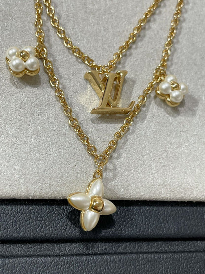[Royal&Vicky]FLOWERGRAM GOLD MOP DOUBLE ROW NECKLACE