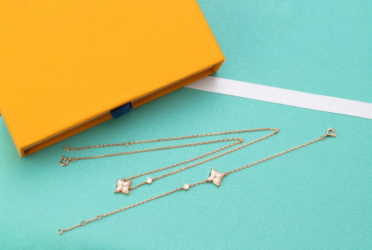 [Royal&Vicky]STAR PINK MOP 1 DIAMOND PINK GOLD NECKLACE