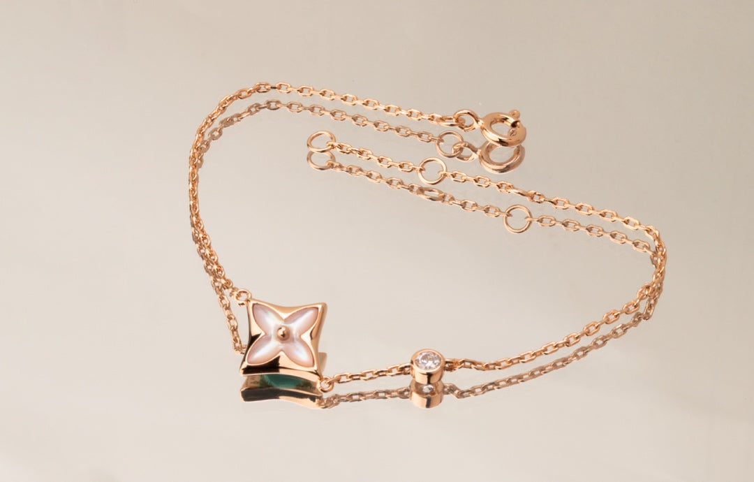 [Royal&Vicky]STAR PINK MOP 1 DIAMOND PINK GOLD NECKLACE