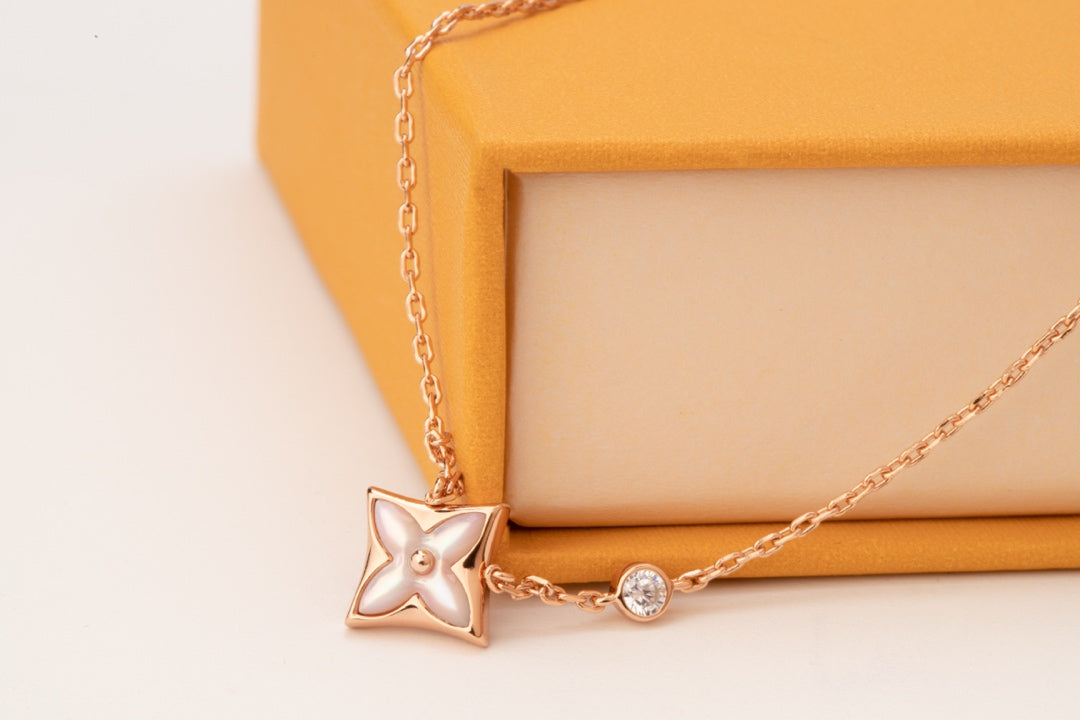 [Royal&Vicky]STAR PINK MOP 1 DIAMOND PINK GOLD NECKLACE