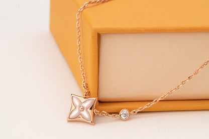 [Royal&Vicky]STAR PINK MOP 1 DIAMOND PINK GOLD NECKLACE