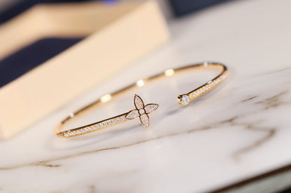 [Royal&Vicky]IDYLLE GOLD OPEN BRACELET DIAMOND PAVED