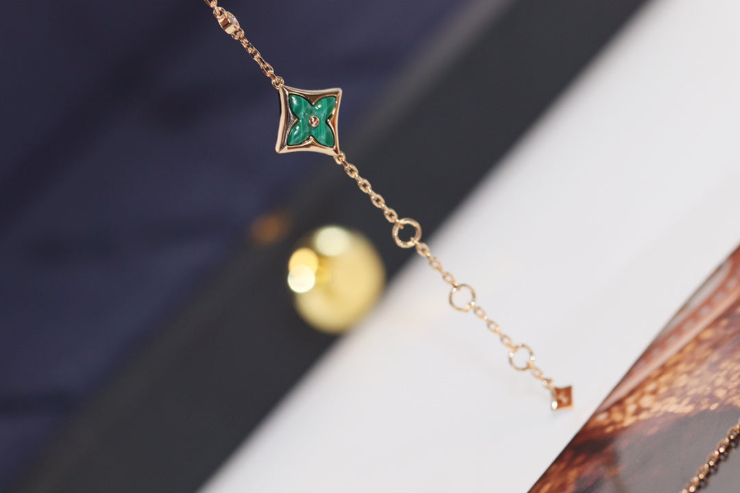 [Royal&Vicky]STAR AND SUN 4 MOTIF PINK GOLD MALACHITE BRACELET