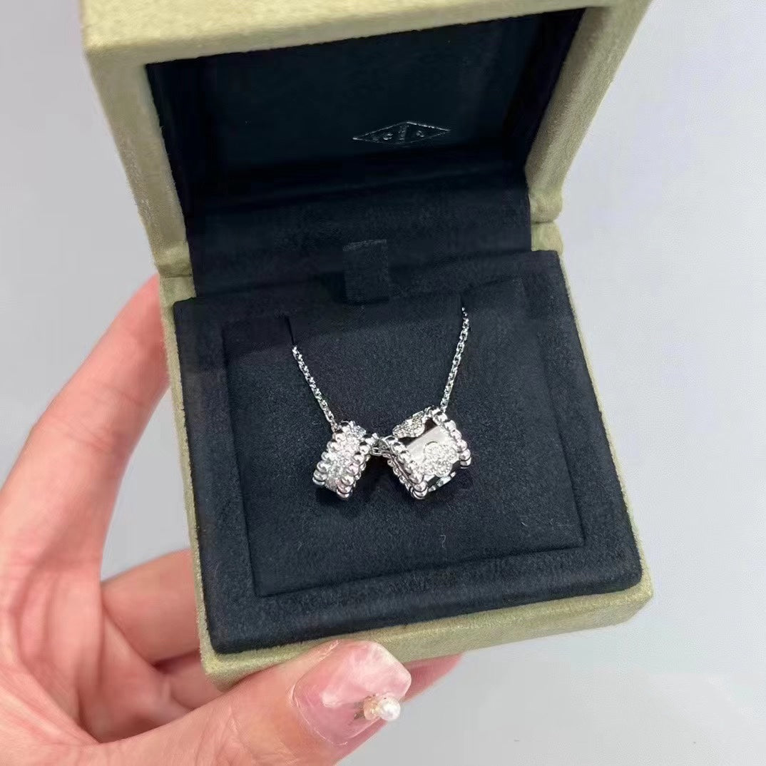 [Royal&Vicky]PERLEE DOUBLE PENDANT SILVER DIAMOND NECKLACE