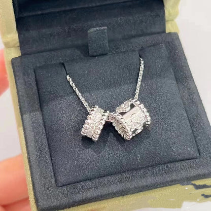 [Royal&Vicky]PERLEE DOUBLE PENDANT SILVER DIAMOND NECKLACE
