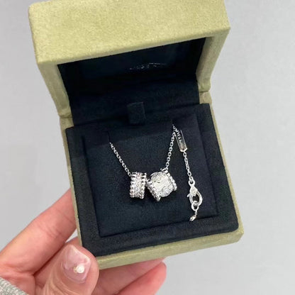 [Royal&Vicky]PERLEE DOUBLE PENDANT SILVER DIAMOND NECKLACE