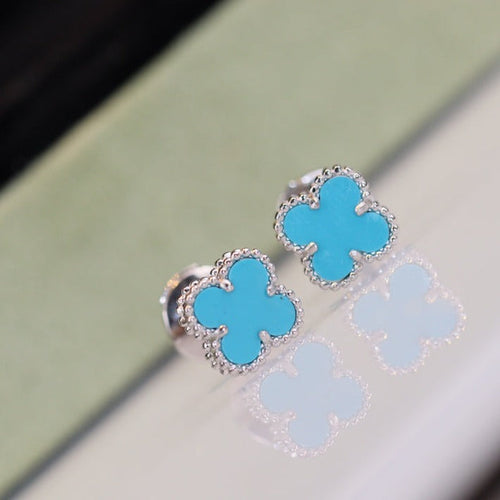 [Royal&Vicky]CLOVER MINI TURQUOISE SILVER STUD EARRINGS