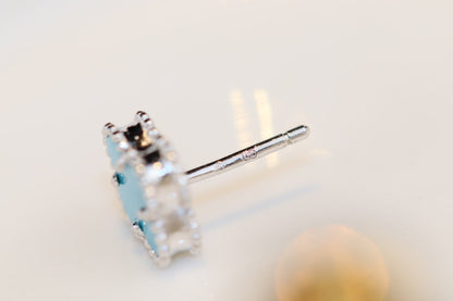 [Royal&Vicky]CLOVER MINI TURQUOISE SILVER STUD EARRINGS
