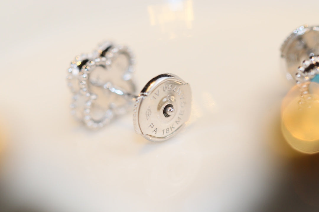 [Royal&Vicky]CLOVER MINI TURQUOISE SILVER STUD EARRINGS